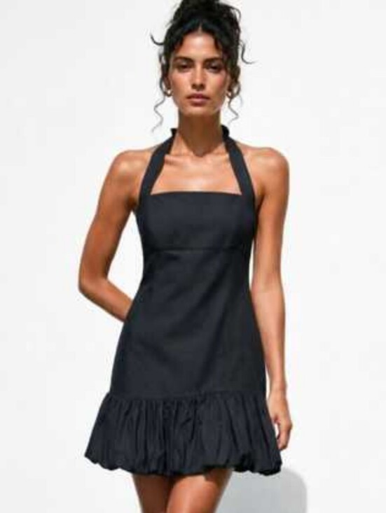 Zara Dresses & Skirts - Zara Halter Bubble Hem Mini Dress in black NWT Size US Small